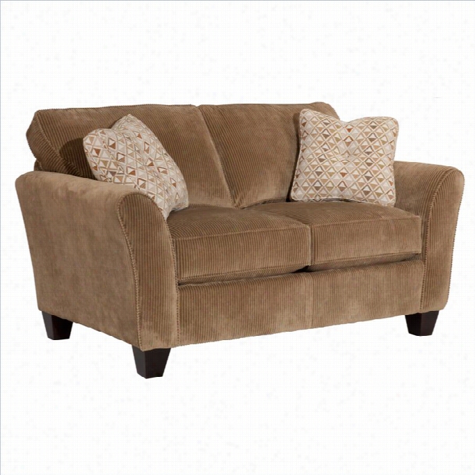 Broyhill Maddie Microfiber Mocha Loveseeat With Affinity Wood Finish