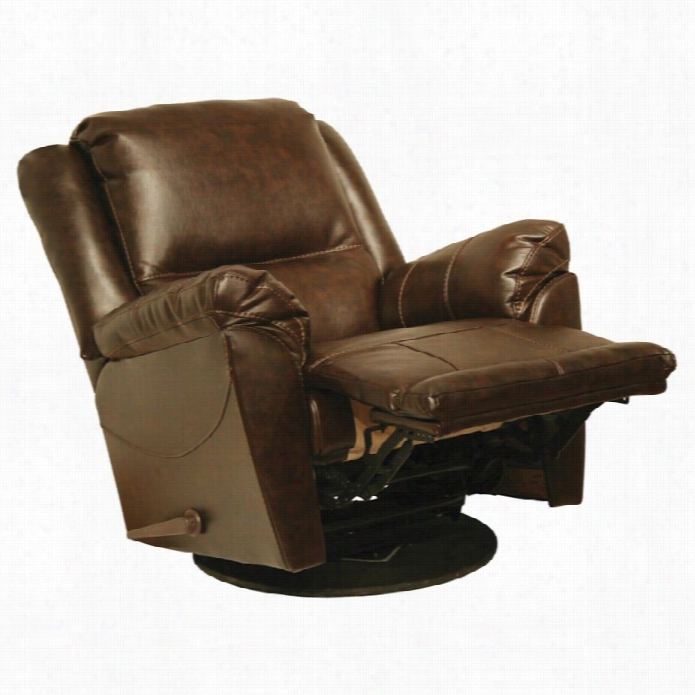 Catnapper Maverick Leather Swivel Glider Recliner Chair In Java