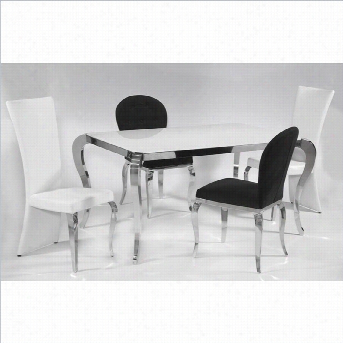 Chintaly Teresa Sarphire Glass Top Dining Table In White