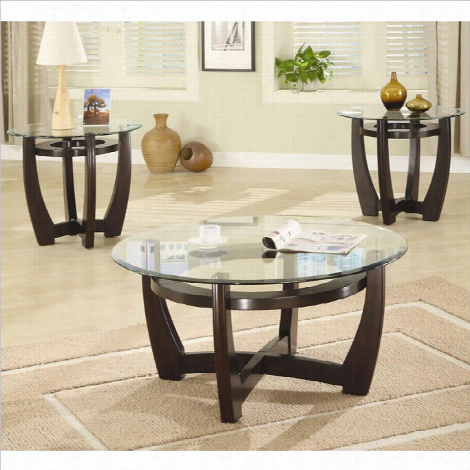 Coastr 3 Painting Contemporary Glass Top Occasional Table Set In Cappuccino