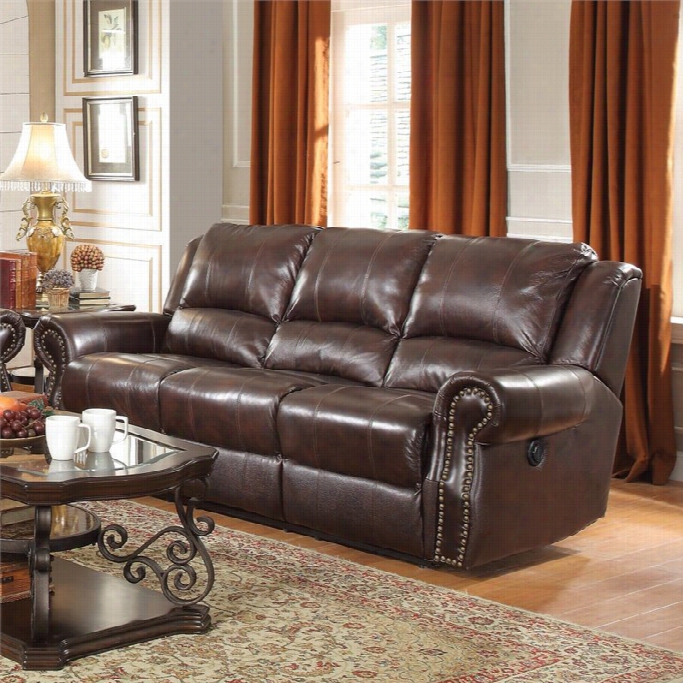 Coaster Rawlinson Lather Power Reclininng Sofa In Tobacco