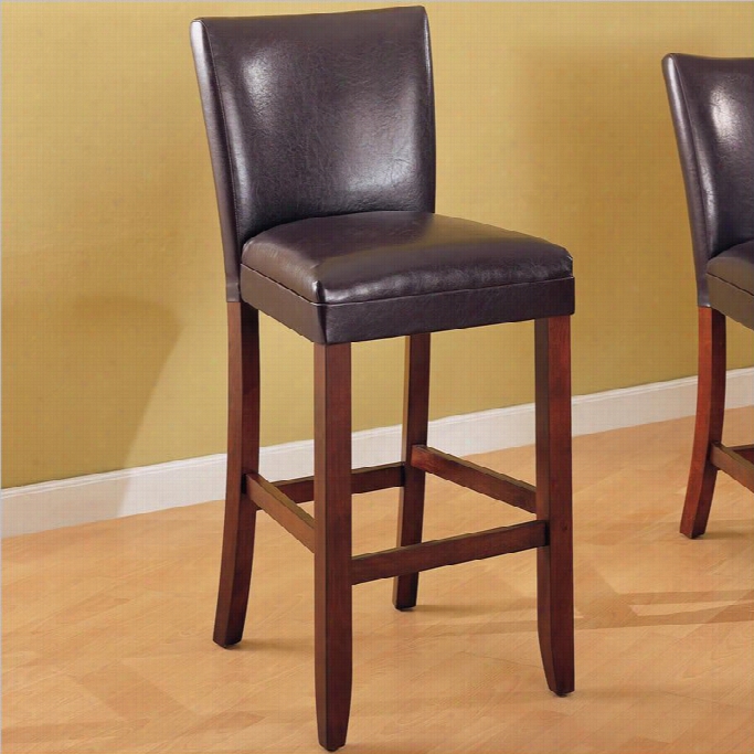 Coaster Telegraph 29 Bar Stoool With Black Faux Lezther Seat In Brown