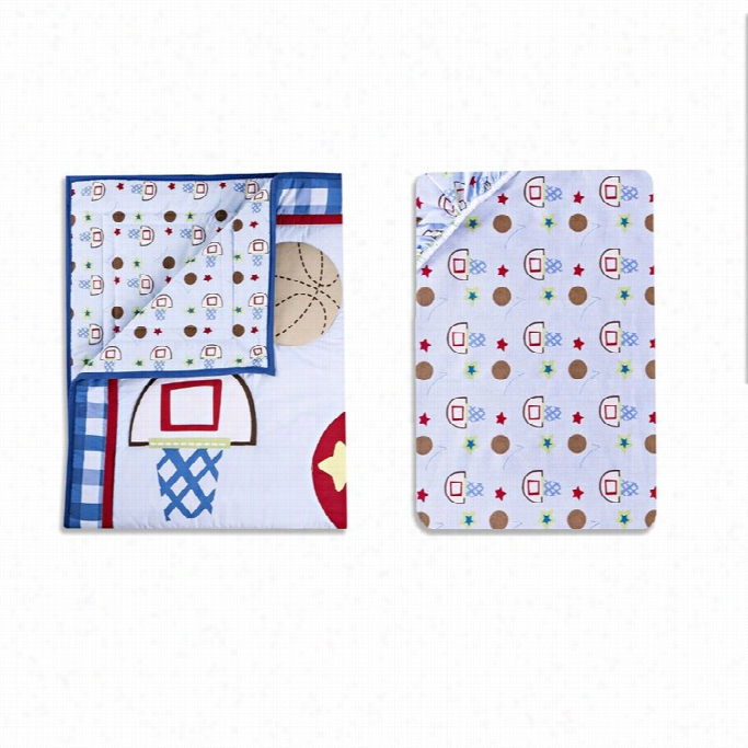 Dream On E All-star Athlete 2-piecess St Rever5ible Portable Crib Set