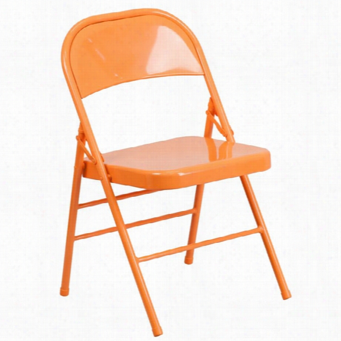 Flash Furniture Heercules Colorburst Metal Folding Chair Orange