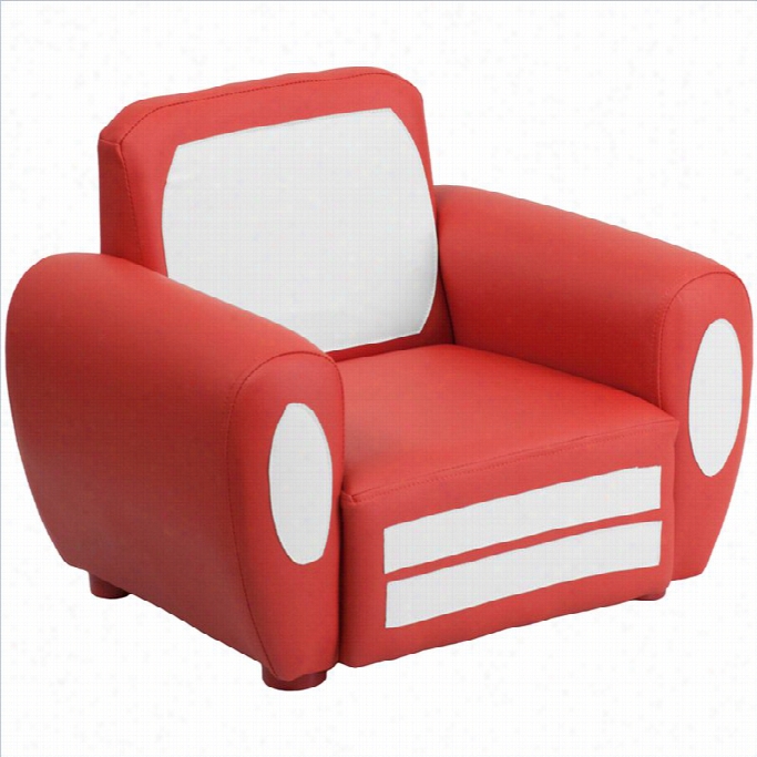 Flash Furniturre Kids Car Chair In Red And White