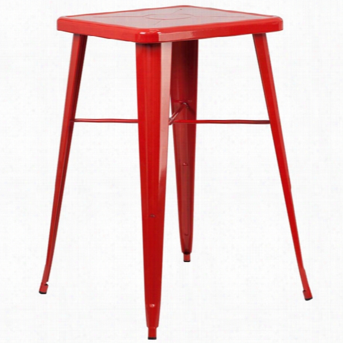 Flash Funriture Metal Square Bar Table In Red