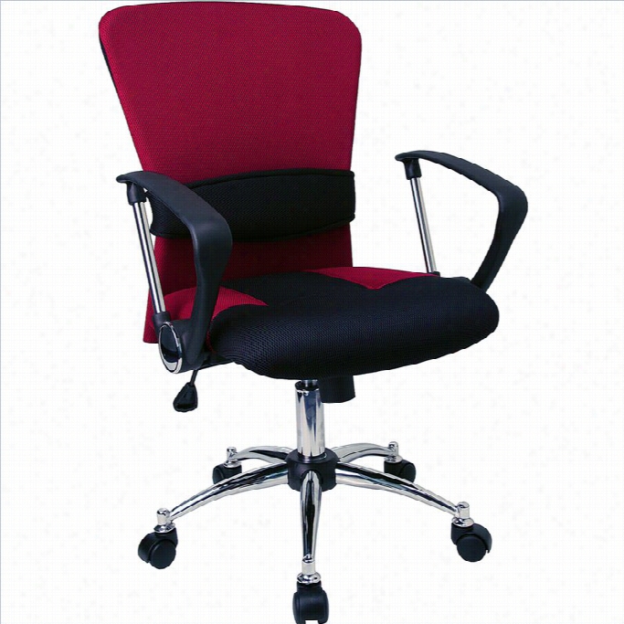 Flash Furniture Mid-backmesh Office Chair In Burgundy