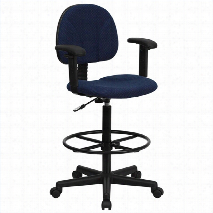 Flash Furniture Patterned Ergonomic Draftinng Chair In Blue With Arm S