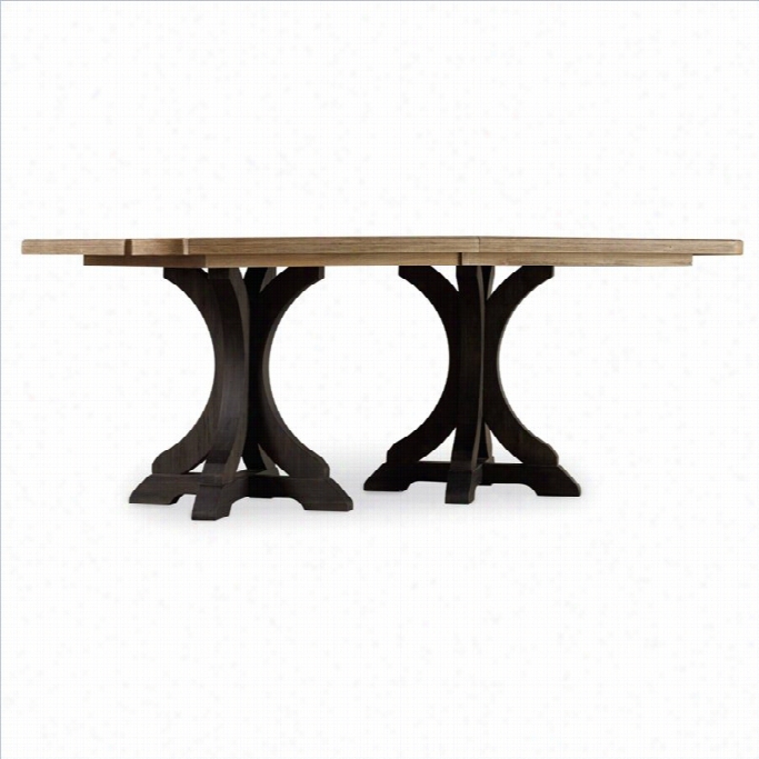 Hooker Furniture Corsica 79 Rectanguular Pedestal Dining Table With 2 X 20 Leaves In Dark And Light Wood