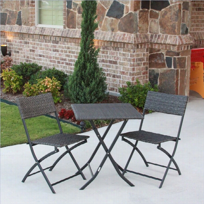 International C Aravan Aledo3 Piece Wicker Resin Patio Bistro Set-antique Brown