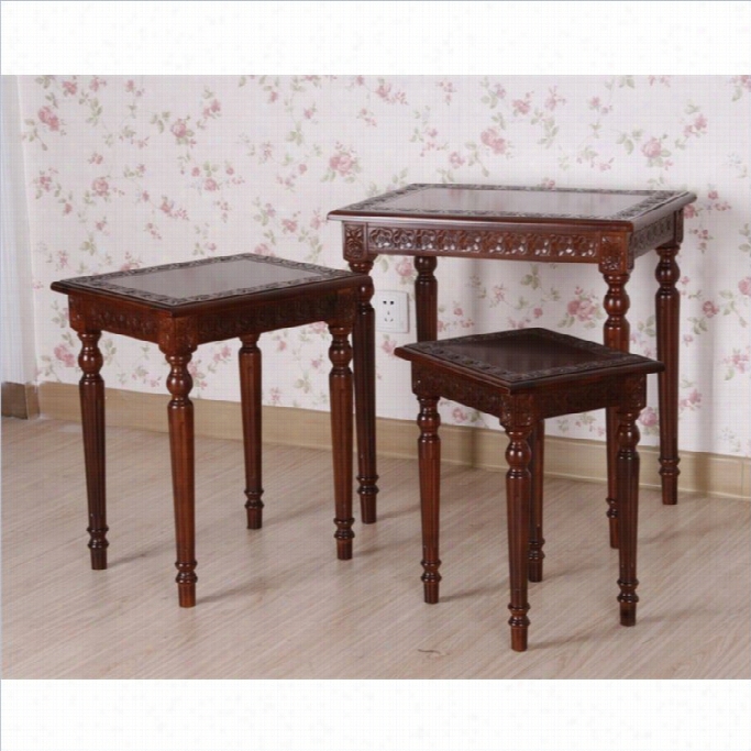 International Caravan Windsor Victorian Nesting Tables In Walnut