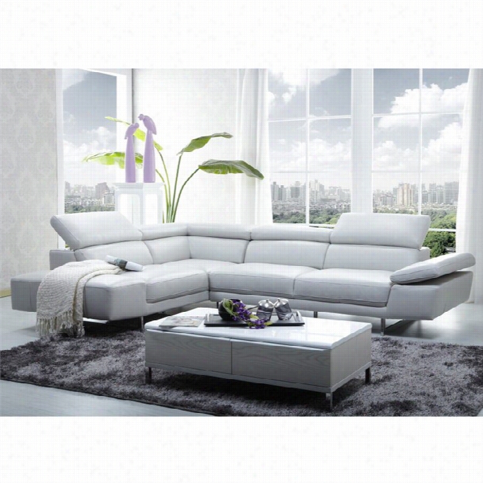 J&m Furniturre 1717 Italian Leather Left Sectional In White