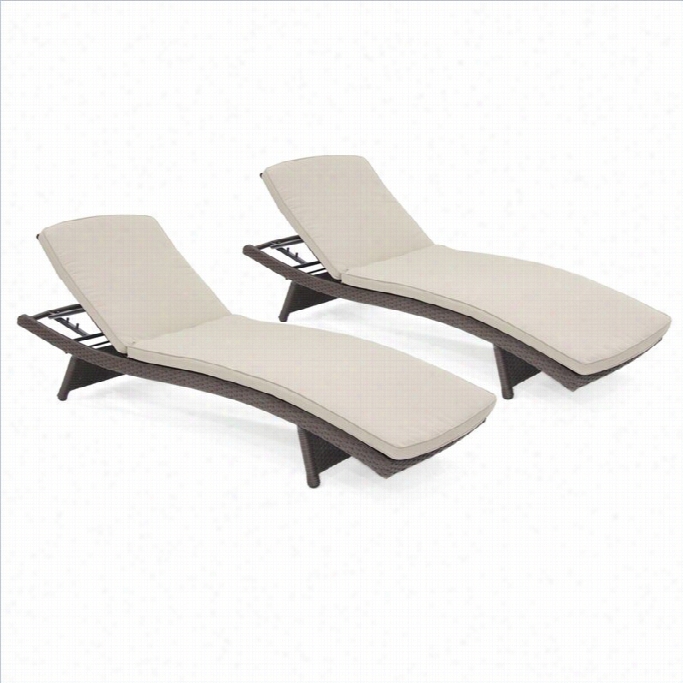 Jeco Wicker Adjustable Chaise Lounger In Espresso With Imbrown  Cushion