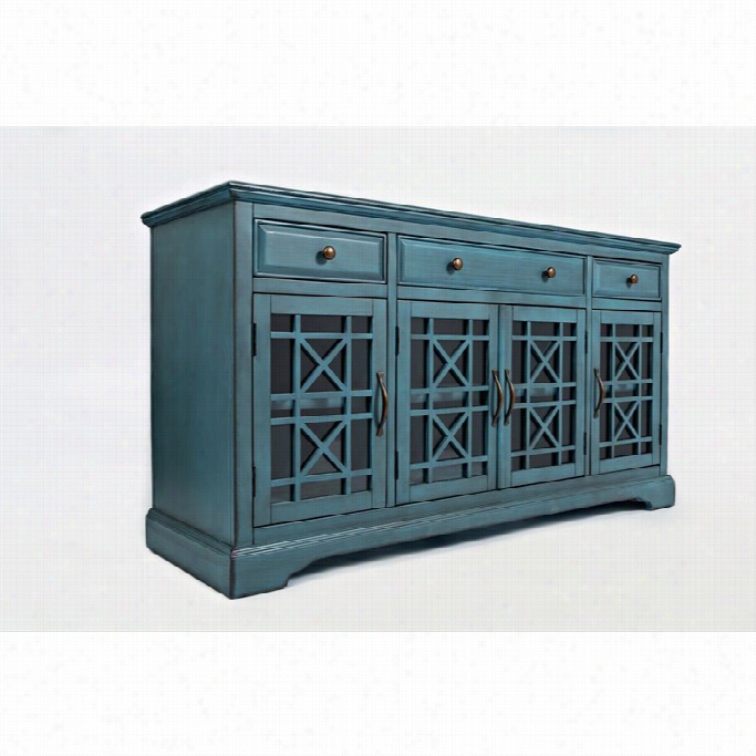 Jofran Craftsman 60 Threed Rawer Media Unit In Antiqu Eblue