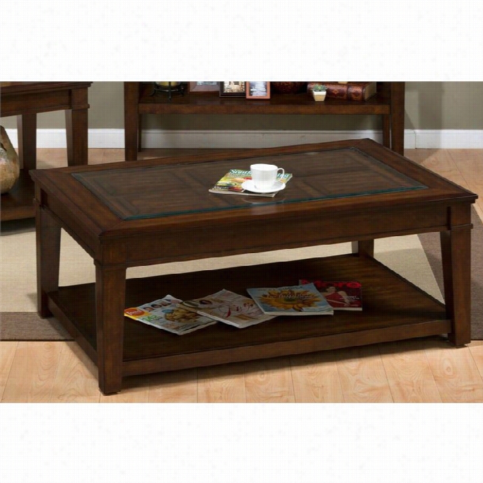 Jofran Lexington Rectangular Wood And Glasss Coffee Table In Brown