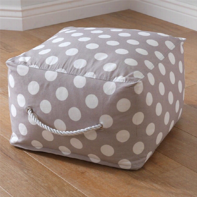 Kidkraft Square Pouf  In Rgay With White Pilka Dots