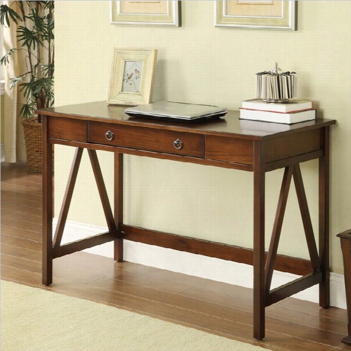 Linon  Titian Desk In Antique Tobacco