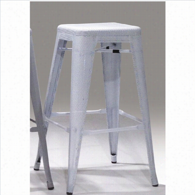 Mobital Metallica 30 Perforated Bar Stool In White