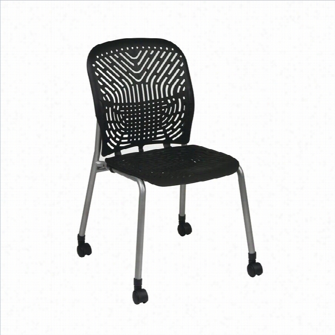 Office Star 801 Raven Visitors Guest Chair W/ Pf  & Casters (set Of 2)