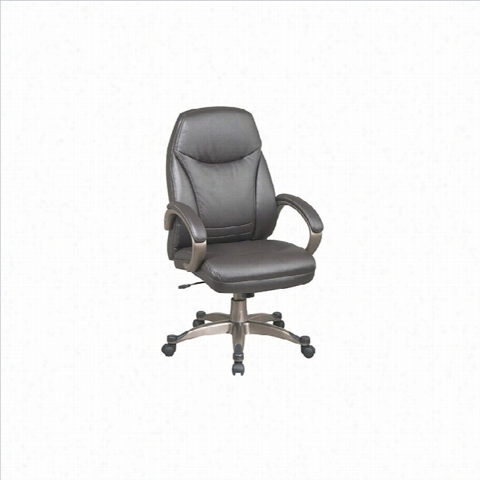 Office Star Dleuxe Faux Leather High Back Office Chair With Padded Arms