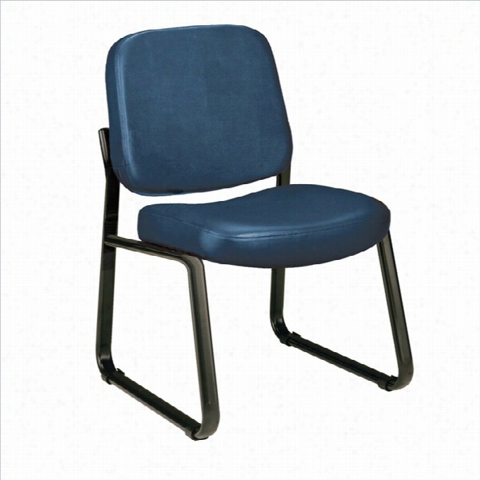 Ofm Armless Vinyl Reception Chair In Navg