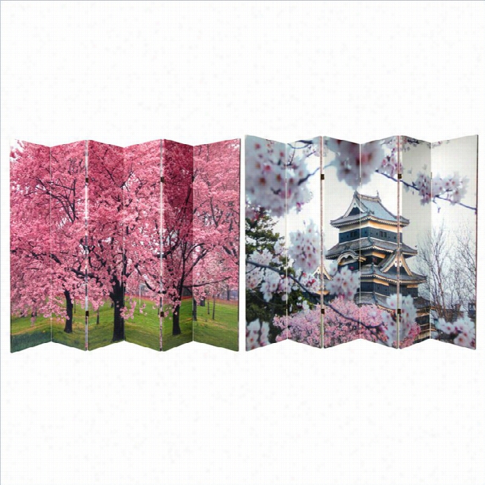 Oirental Double Sided Cherry Blossoms Canvas Room Ivider