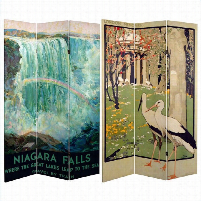 Oriental Funriture 6' Tall Niagara Falls Room Divider In Multicolor