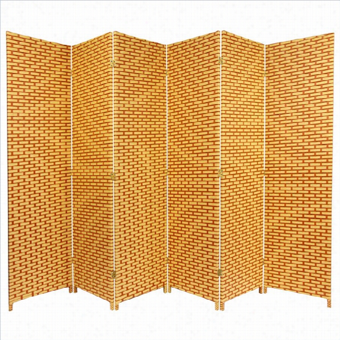 Oriental Room Divider With 6 Panel In Na Tural And Rust