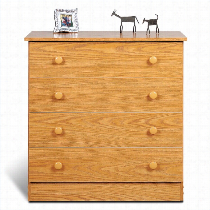 Prepac 4 Drawee Chest In Oak Fiish