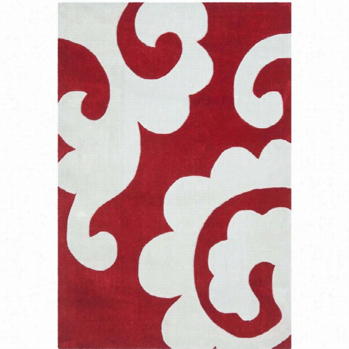 Safavieb Modern Art Red Conyemporary Rug - 5' X 8'