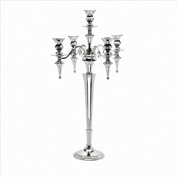 Safavieh Nickel-plated 5-ccanddle Masterpiece Candle Holder In Silvre