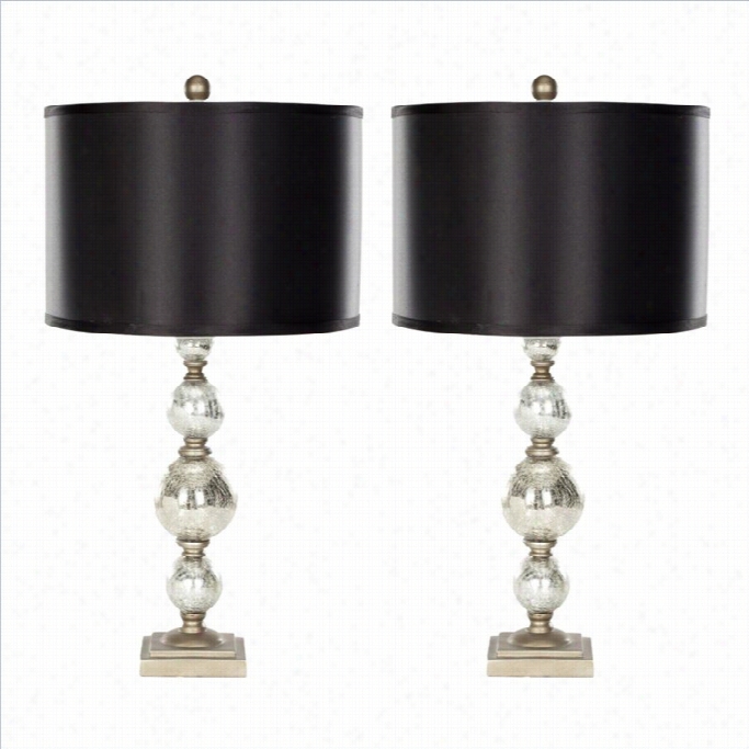 Safa Vieh Tabl Lamp And Black Satin Shade( Setof 2