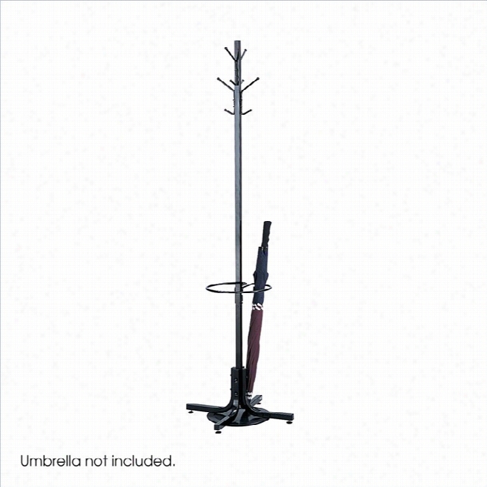 Safco Black Standi Ng Coat Rack  With Umbrella Stand