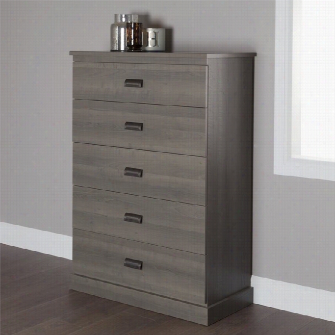 South Shore Gloria 5 Drawer Cnest In Gray Maple