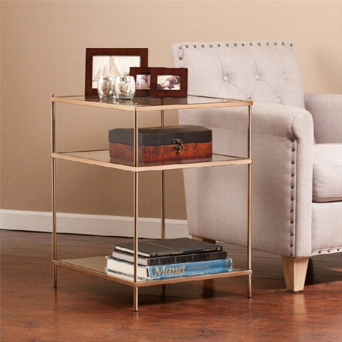 Southern Enterprises Nox Glass Side Table In Metallic Gold