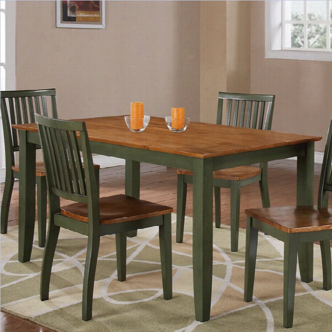 Steve Silver Company Candice Rectangular Dining Table In Oak And Green