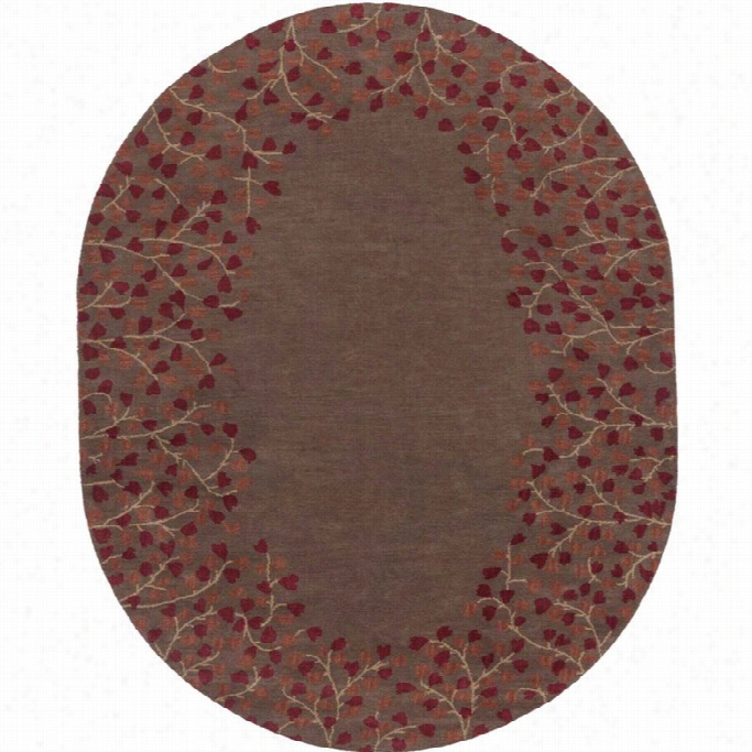 Surya Athena 8' X 10' Oval Hand Tufted Wool Rug In Brown And Red