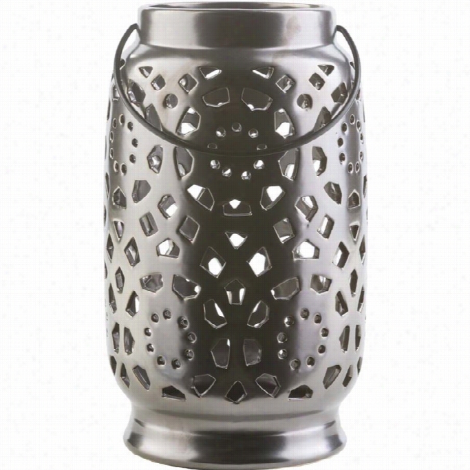 Surya Avery  11 X 6.5 Ceramic Lantern In Glossy Black