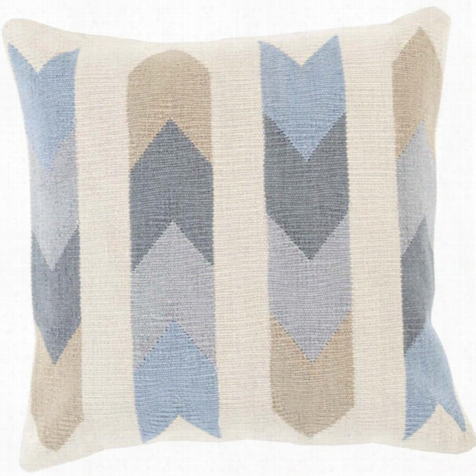 Surya Cotton Kilim Poly Fill 22 Square Pillow In Blue And Gray