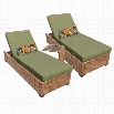 TKC Laguna 2 Wicker Patio Lounges With Side Table in Cilantro