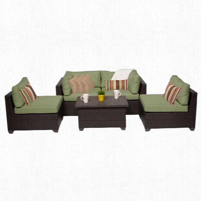 Tkc Belle 5 Piece Outdoor Wicker Sofa Set In Cilantro