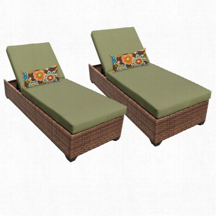 Tkc Laguna Wicker Patio Loungges  In Cilntro (set Of  2)