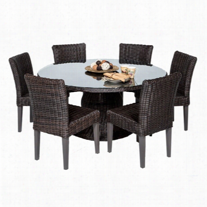 Tkc Venice 60 7 Piece Wicker Patio Dining Set In Chestnut Brown