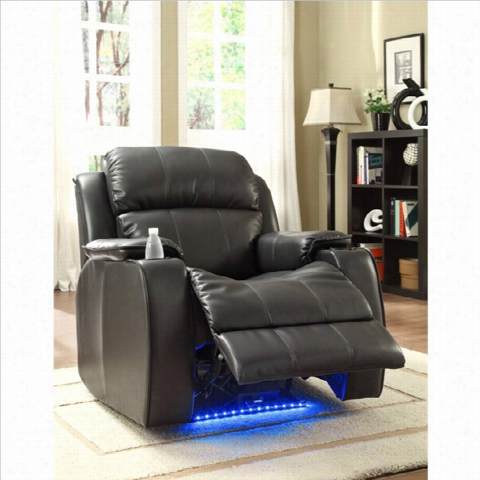 Trent Home Jimmy Leather Power Recliner Chair In Black