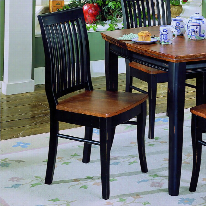 Trent Home Liz Black Slat Back Dining Chaair With Cherry Top