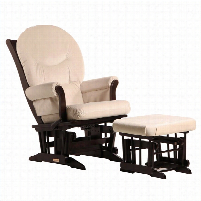 Ultramotion By Dutailier Sleigh Gliderreclinermultiposifion Ottoman Set In Espresso And Light  Beige