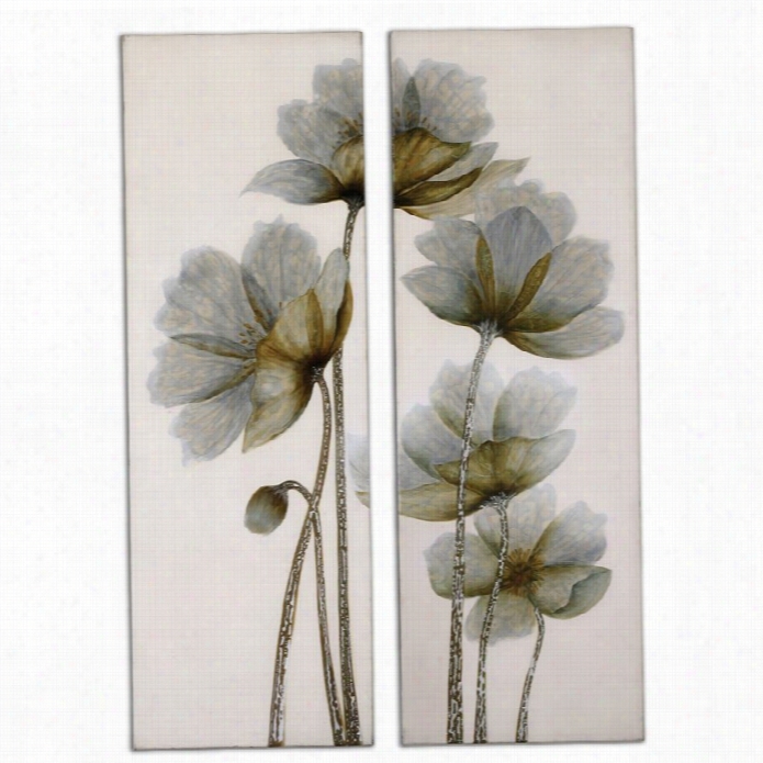 Uttermost Flora L Glow Hand  Painte Frameless Floral Artt (set Of 2)