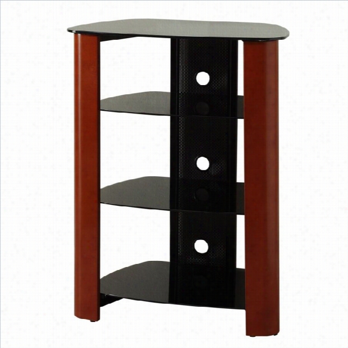 Walker Edison Regal Multi-level Component Stand In Wod Cherry