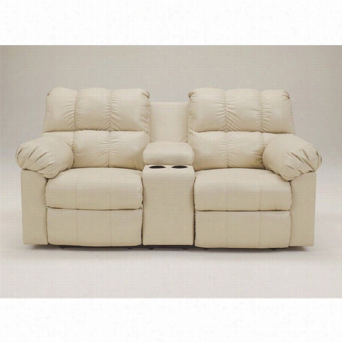 Ashley Furniture Ke Nnard Double Leather Recliinng Loveseat In Cream