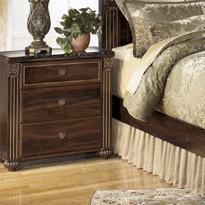 Ashley Abriela 3 Drawer Wood Nightstand In Brown